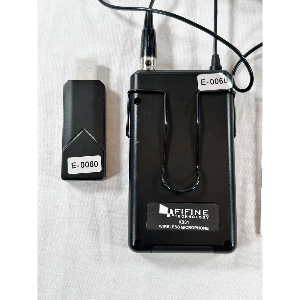 FIFINE K031 Wireless Microphones System Computer USB + Extra Clips Felt Manual